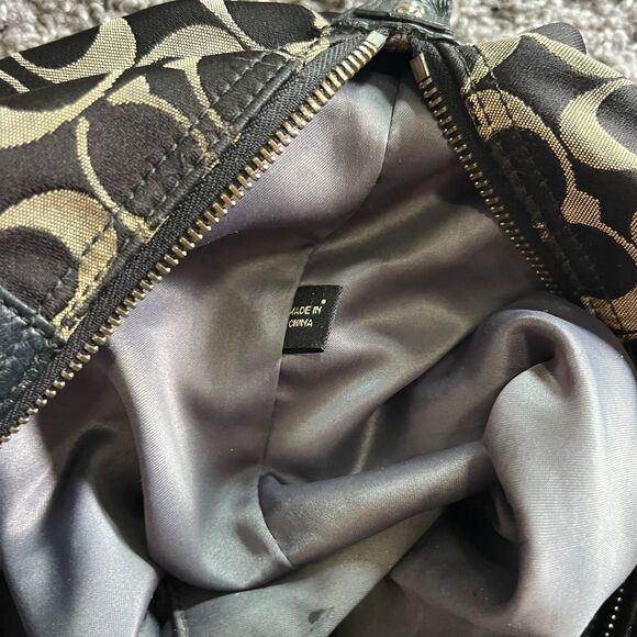 Coach Ashley Signature Logo Satchel Handbag Purse F15440 Black Leather Sateen - Picture 9 of 11